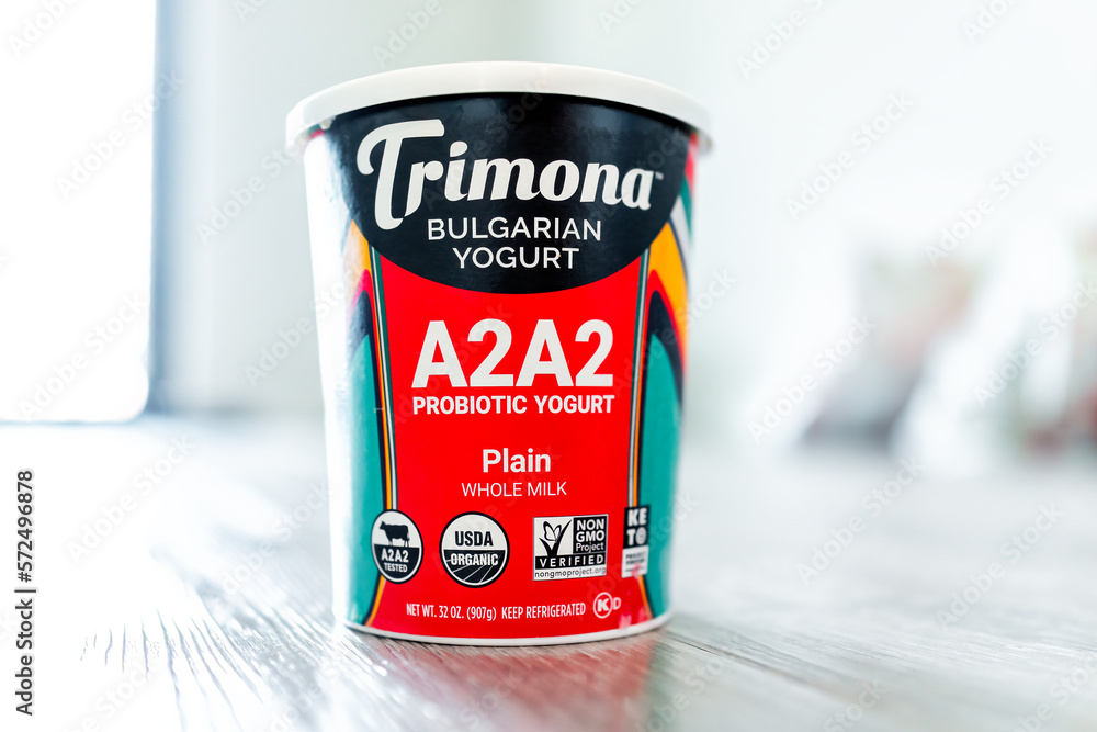 Naples, USA May 20, 2022 Closeup of Trimona Bulgarian yogurt