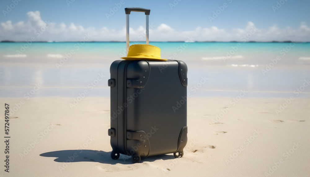 A black suitcase, the perfect accessory for a beach trip A black suitcase, the perfect accessory for a beach trip