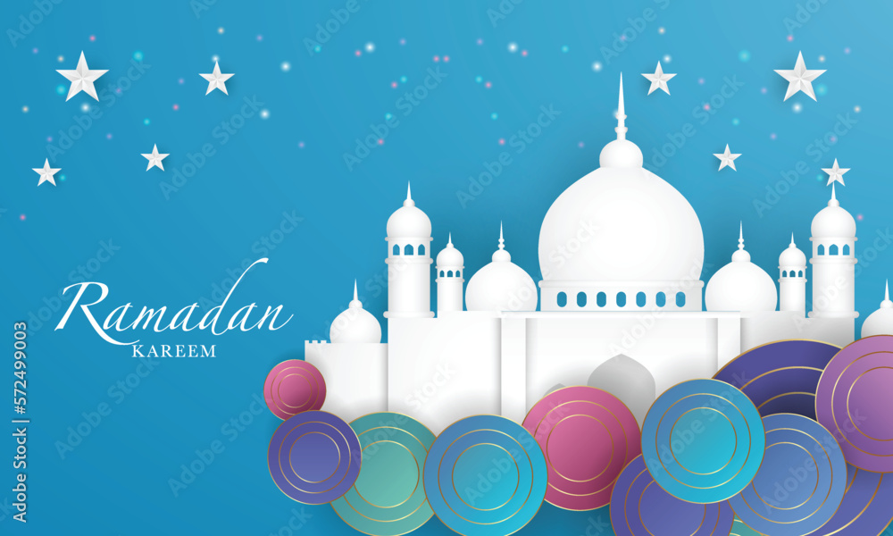 Fototapeta premium Ramadan Kareem Background Design. Greeting Card, Banner, Poster. Vector Illustration.