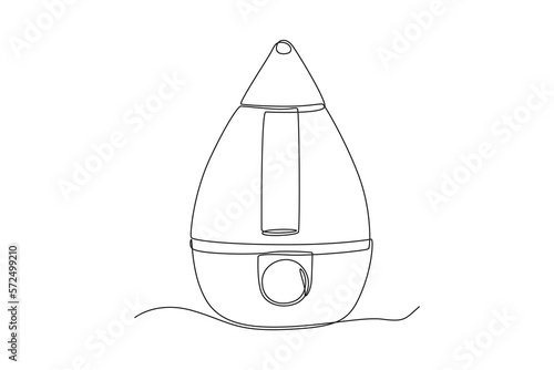 Single one line drawing Humidifier air diffuser. Electricity home appliance concept. Continuous line draw design graphic vector illustration.