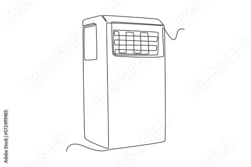 Single one line drawing modern mobile control fan. Electricity home appliance concept. Continuous line draw design graphic vector illustration.