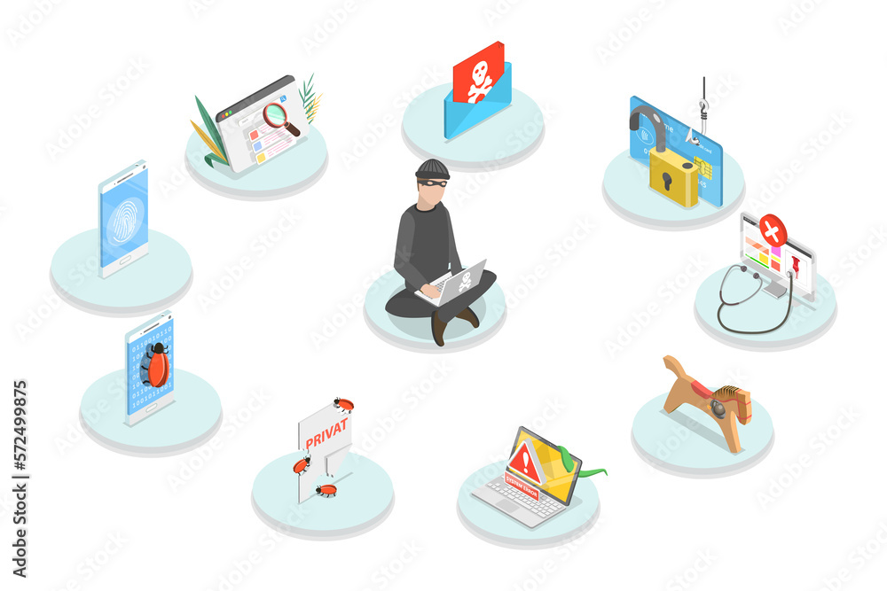 3D Isometric Flat Conceptual Illustration Of Phishing Scams Stock ...