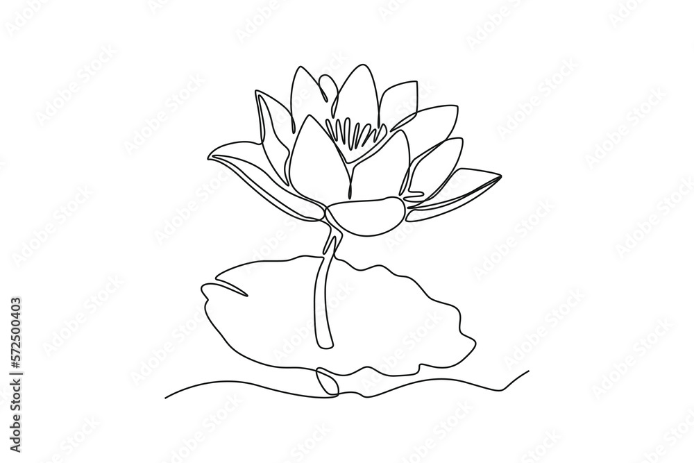 Single one line drawing lotus flower. Beautiful flower concept. Continuous line draw design graphic vector illustration. Single one line drawing lotus flower. Beautiful flower concept. Continuous line draw design graphic vector illustration.