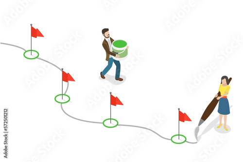 Фотография 3D Isometric Flat  Conceptual Illustration of Workflow