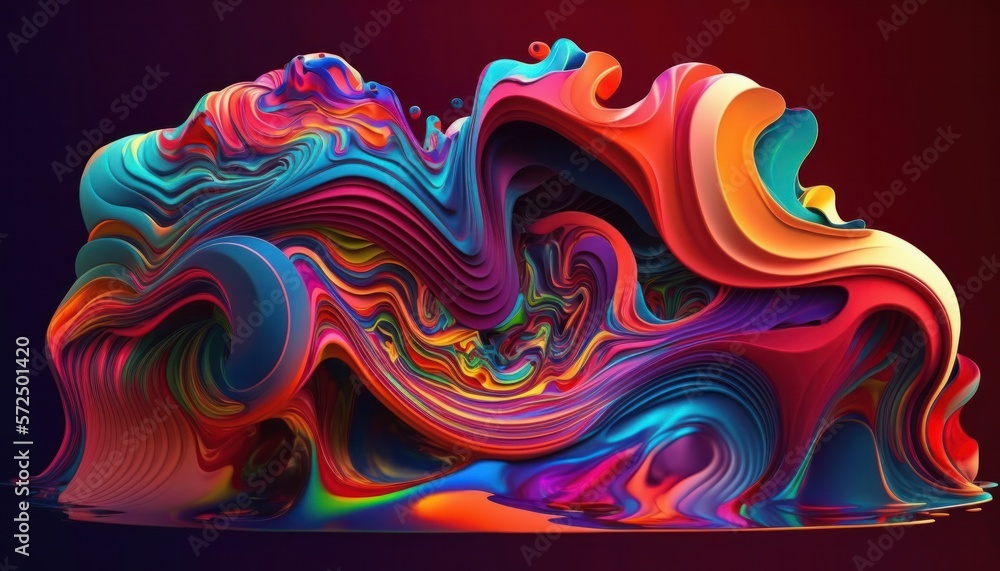Obraz premium Abstract Swirly Wave - Psychadelic Curves on Red Background