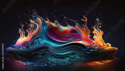 Abstract Swirly Wave - Surreal Splash on Dark Background