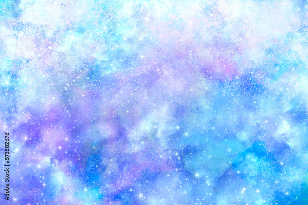 ネオンカラーの星空 ファンタジー イラスト背景 雪のような輝き