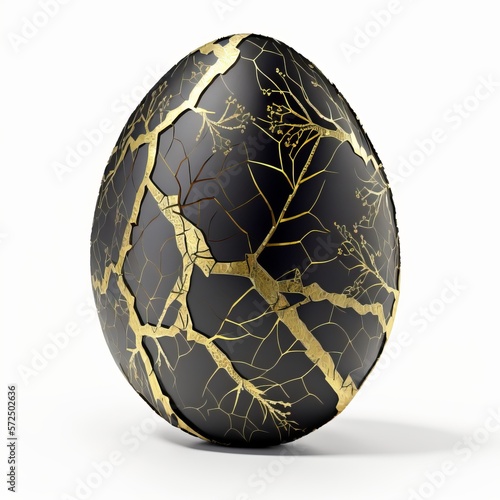 Illustration of Kintsugi Style  Decorated Egg Suitable for Easter as a Unique Easter Egg or Digital Artwork, Made in Part with Generative AI
