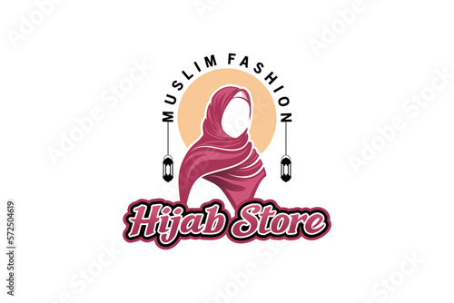 Muslim fashion hijab logo template design, beautiful headscarves for Muslim women