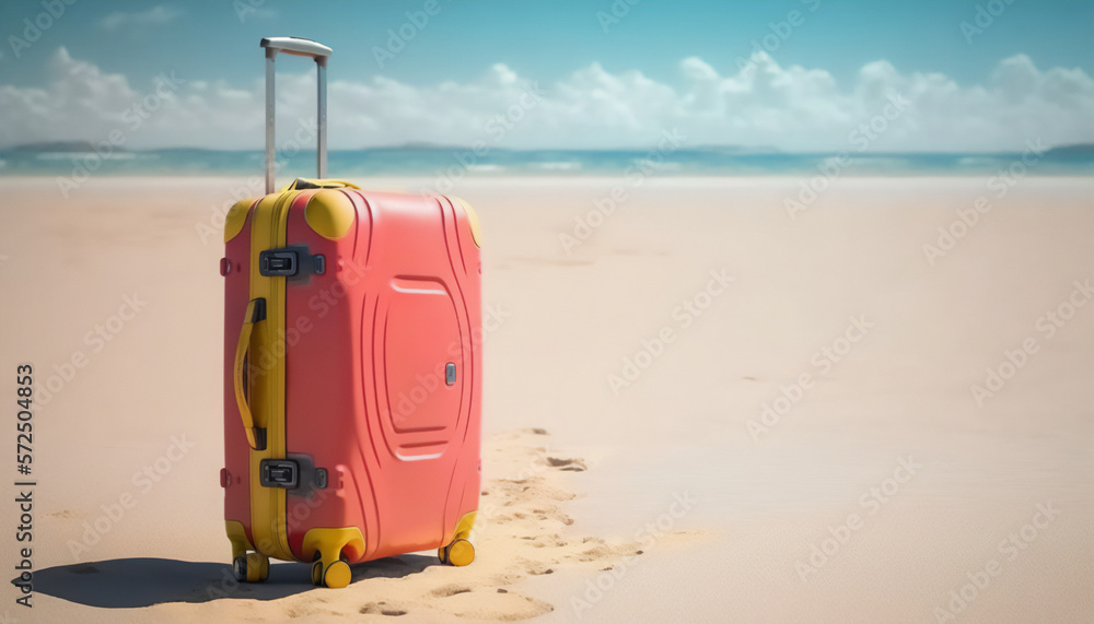 A red suitcase for the ultimate seaside adventure A red suitcase for the ultimate seaside adventure