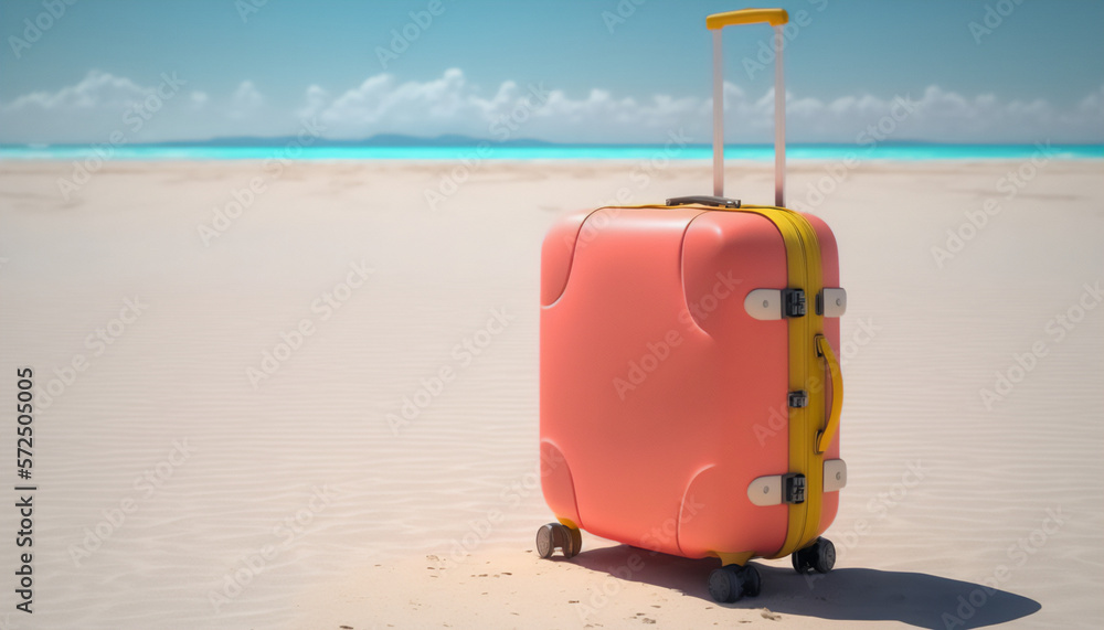 A red suitcase enjoying the beach life