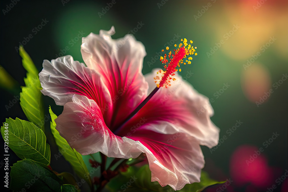 Hibiscus Flowers, Illustration, Generative AI Hibiscus Flowers, Illustration, Generative AI