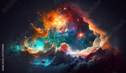 outer space with stars, constellations, galaxies and nebulae. Generative AI