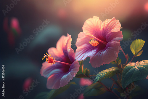 Hibiscus Flowers  Illustration  Generative AI