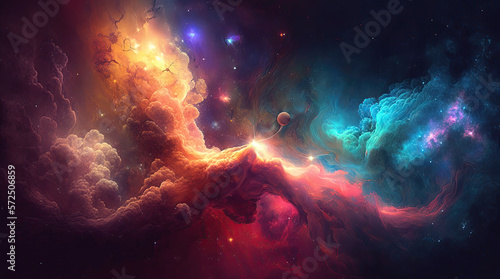 colorful outer space with stars  constellations  galaxies. Generative AI