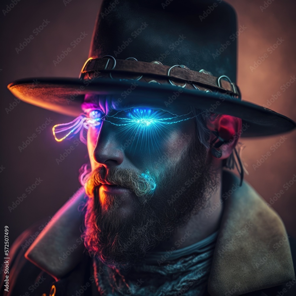 Naklejka premium Cyberpunk Amish