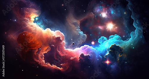 other space sky with stars, constellations, galaxies and nebulae. Generative AI © alexkoral
