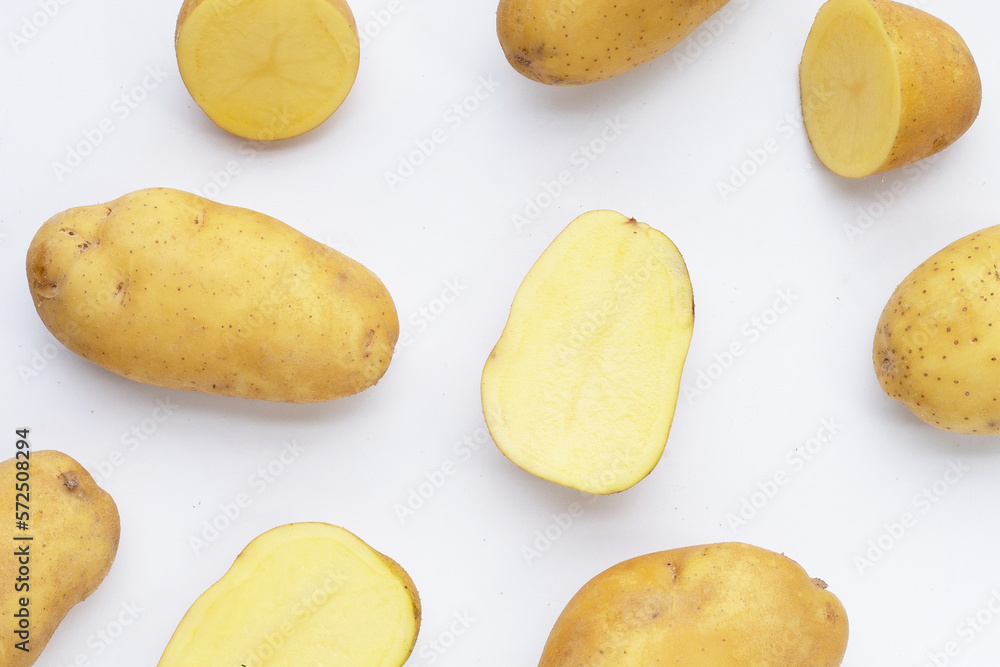 Raw potatoes isolated on white background Raw potatoes isolated on white background