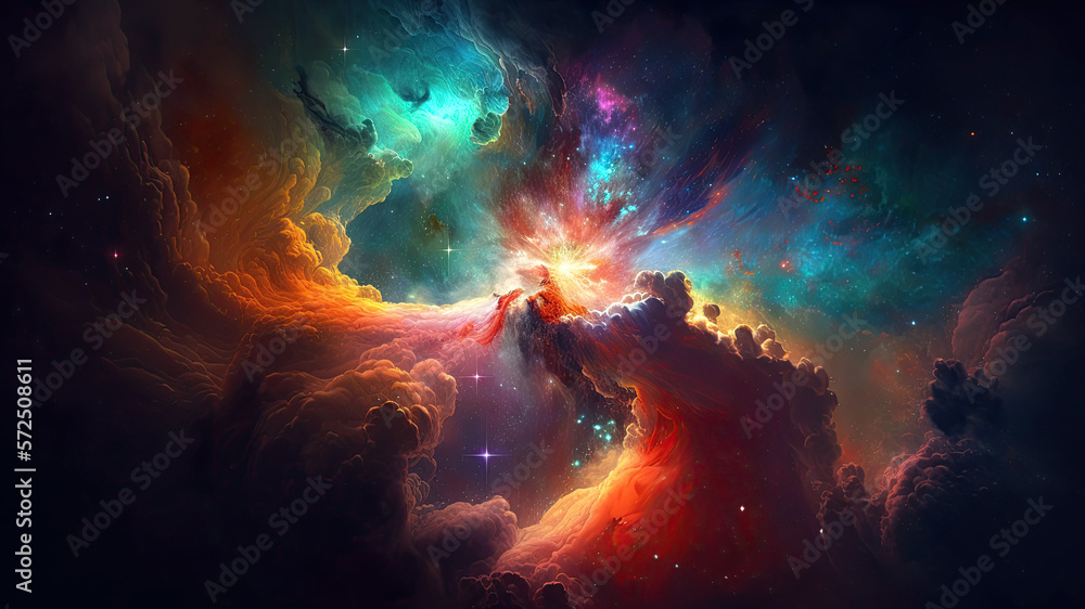 outer space with stars, constellations, galaxies and nebulae. Generative AI
