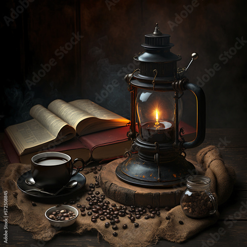 Classic still life of coffee,  generate by artificial intelegence technology photo