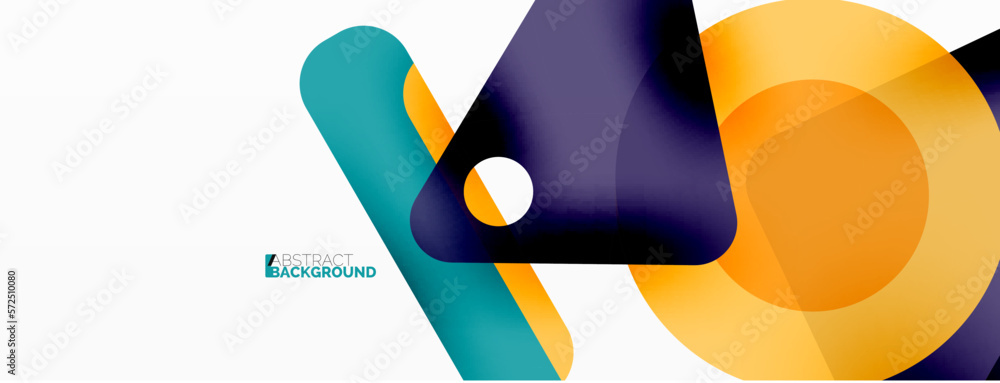 Line, triangle, square and circle primitive composition. Vector geometric minimal abstract background for wallpaper, banner, background, landing page