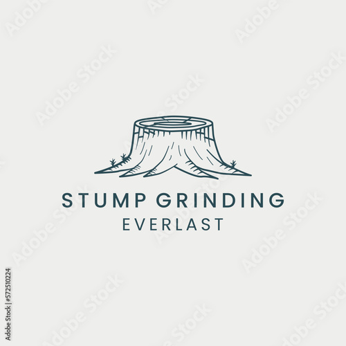 tree stump line art logo vector template illustration design. wood grinding icon logo