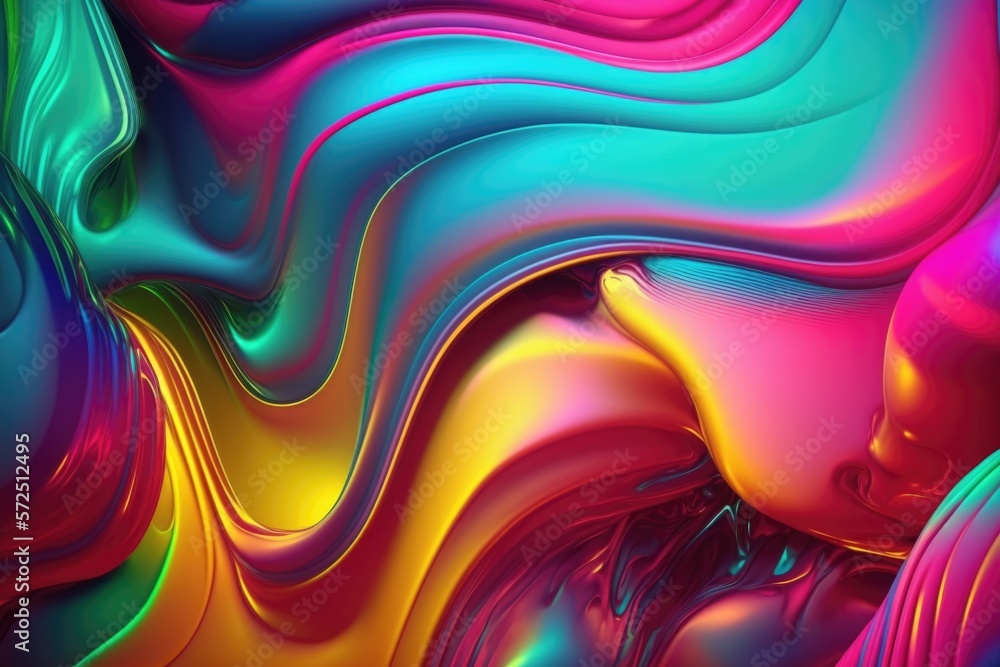 Bright 3D Render of a Geometric Poster, generative ai