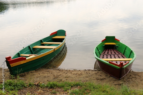 Rowing boat on the shore of Lake Naroch. photo