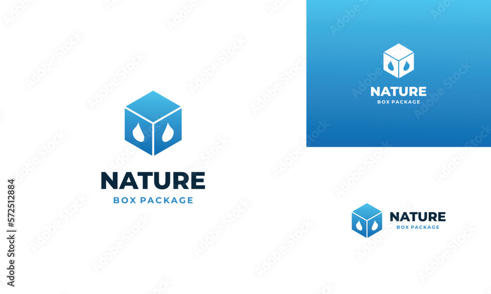 natyre box logo design, box combine with water drop logo design modern concept natyre box logo design, box combine with water drop logo design modern concept