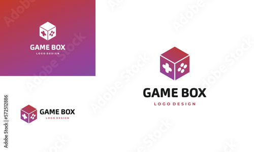 game box logo design modern icon, game console combine with box logo concept