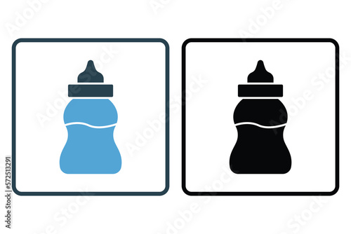 Baby bottle icon illustration. icon related to baby care. Solid icon style. Simple vector design editable