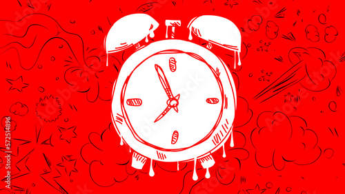 Alarm Clock Graffiti. Abstract modern street art background decoration performed in urban painting style.