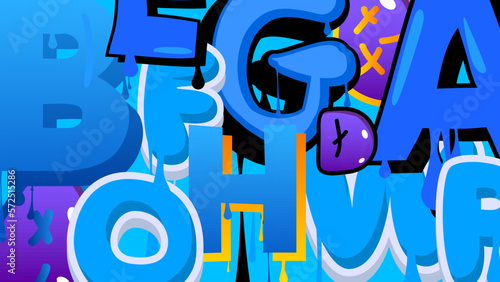 Graffiti wallpaper with gradient geometric abstract modern street art shapes. Vector background decoration performed in urban painting style.