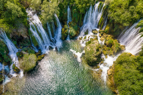 Aerial view of amazing cascades of Kravica Waterfall in Bosnia and Herzegovina