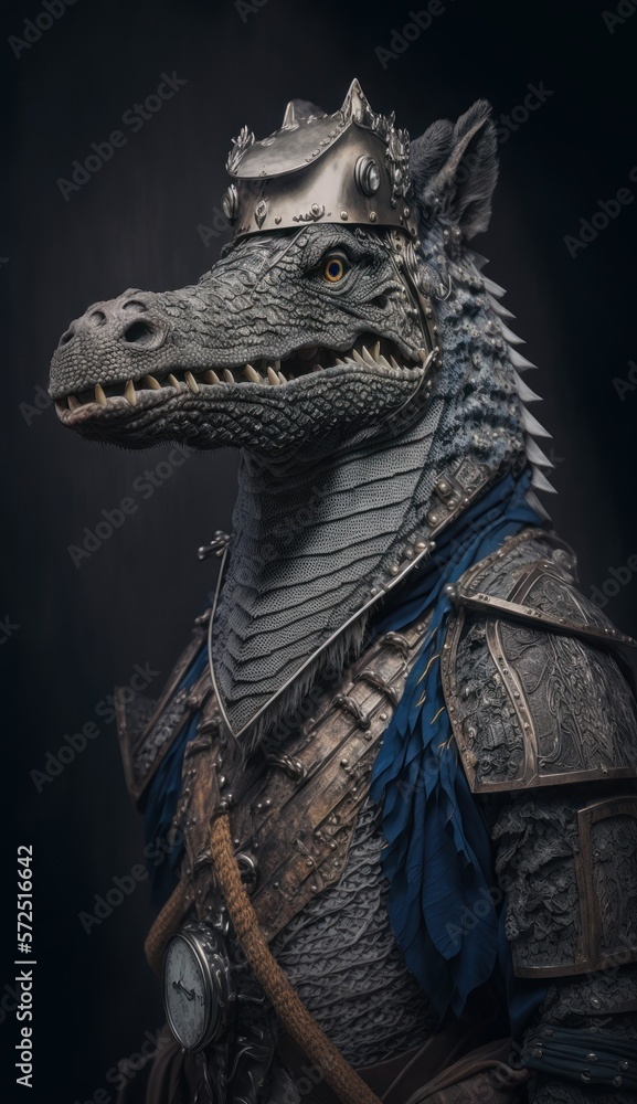 Cute Stylish and Cool Animal Alligator Knight of the Middle Ages: Armor, Castle, Sword, and Chivalry in a Colorful and Adorable Illustration (generative AI) Cute Stylish and Cool Animal Alligator Knight of the Middle Ages: Armor, Castle, Sword, and Chivalry in a Colorful and Adorable Illustration (generative AI)