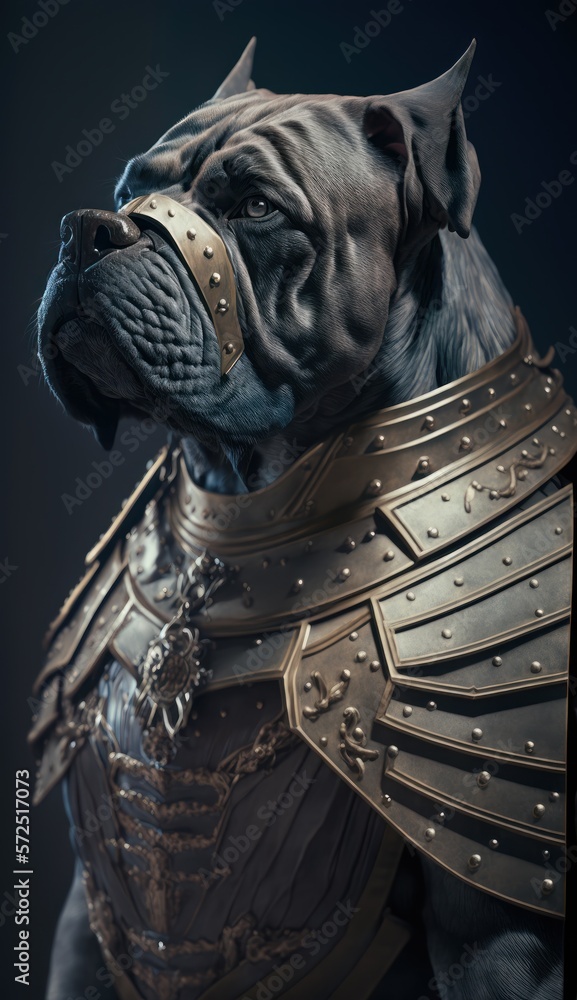 Cute Stylish and Cool Animal Cane Corso Dog Knight of the Middle Ages