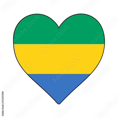 Free Download Gabon Heart Shape Flag. Love Gabon. Visit Gabon. Middle Africa. African Union. Vector Illustration Graphic Design. - GFXLoad