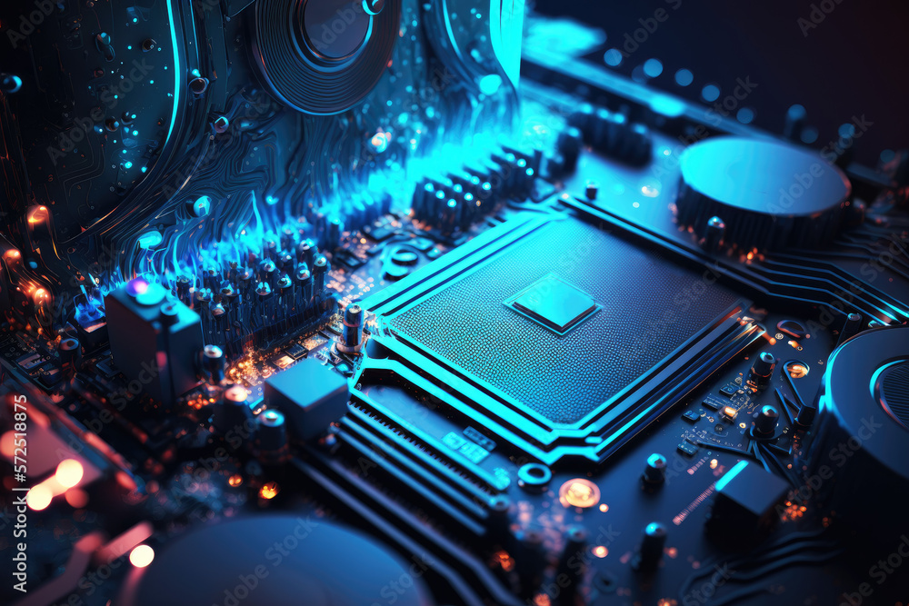 Fototapeta premium Abstract circuit board technology background. Modern Electronic technology futuristic.Generative AI