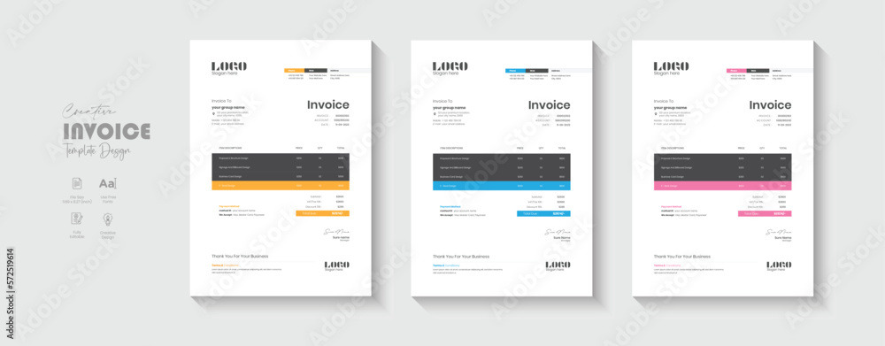 Professional and Corporate Invoice Template Design, Business Invoice Professional and Corporate Invoice Template Design, Business Invoice