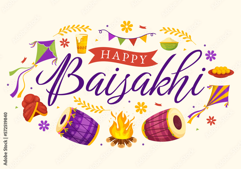 Happy Baisakhi Illustration with Vaisakhi Punjabi Spring Harvest Festival of Sikh celebration in Flat Cartoon Hand Drawn for Landing Page Templates Happy Baisakhi Illustration with Vaisakhi Punjabi Spring Harvest Festival of Sikh celebration in Flat Cartoon Hand Drawn for Landing Page Templates