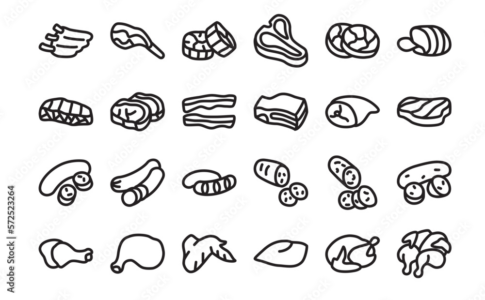 Meat icon set. Meat icon set.