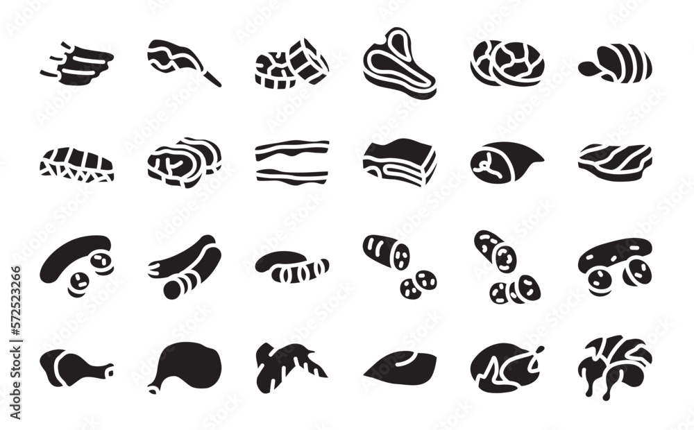 Meat icon set. Meat icon set.