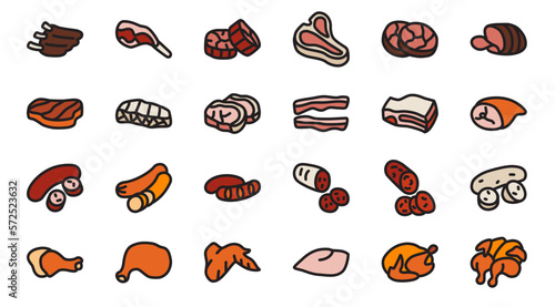 Meat icon set.