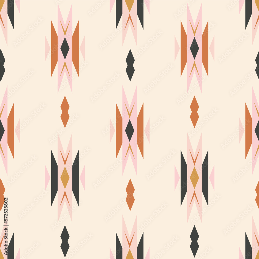 Ethnic hand painted geometric motif in a neutral color palette of ...