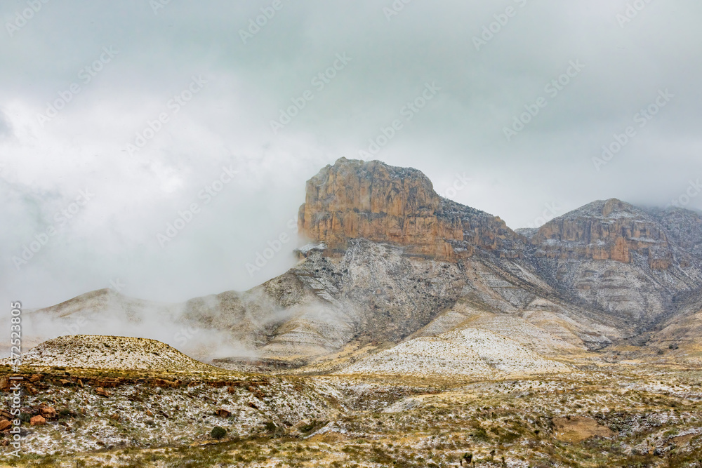 Overcast view of the El Capitan of Guadalupe Mountains National Park