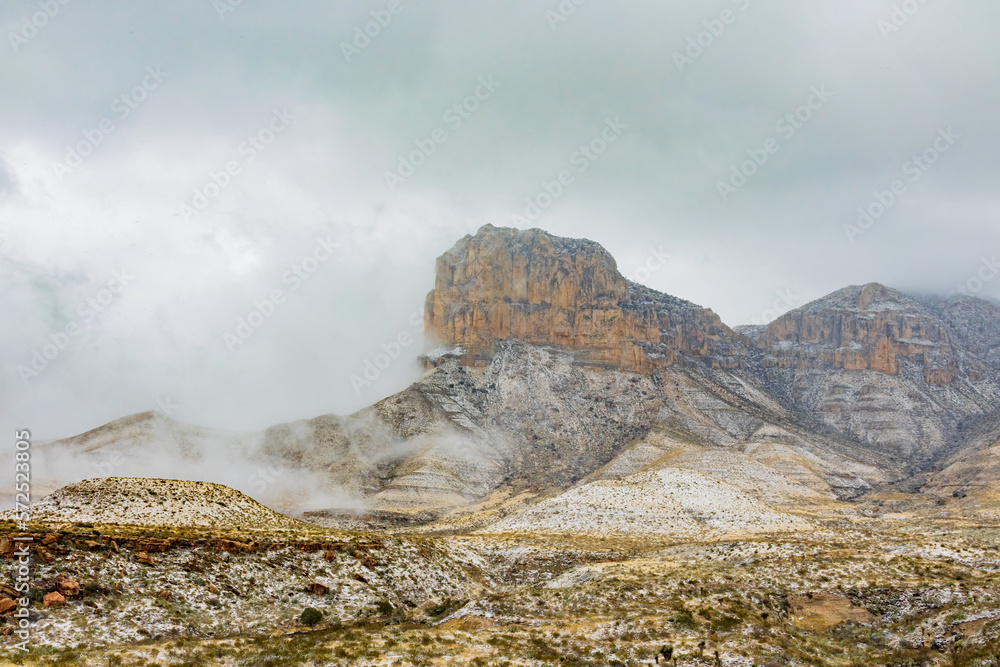 Overcast view of the El Capitan of Guadalupe Mountains National Park Overcast view of the El Capitan of Guadalupe Mountains National Park