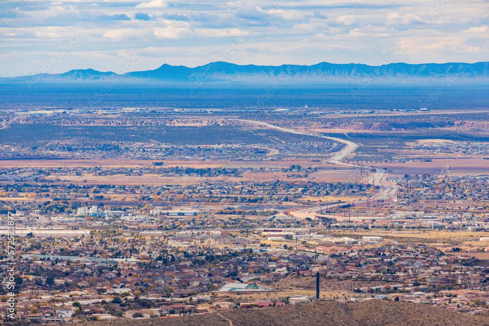 High angle cityscape of the beautiful El Paso city