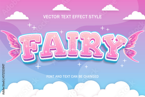 fairy sparkling fantasy 3d editable text effect font style template cute kawaii background design