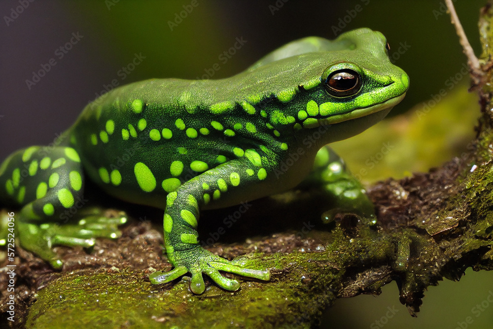 Fototapeta premium Green Salamander - Endangered Species - Generative Ai