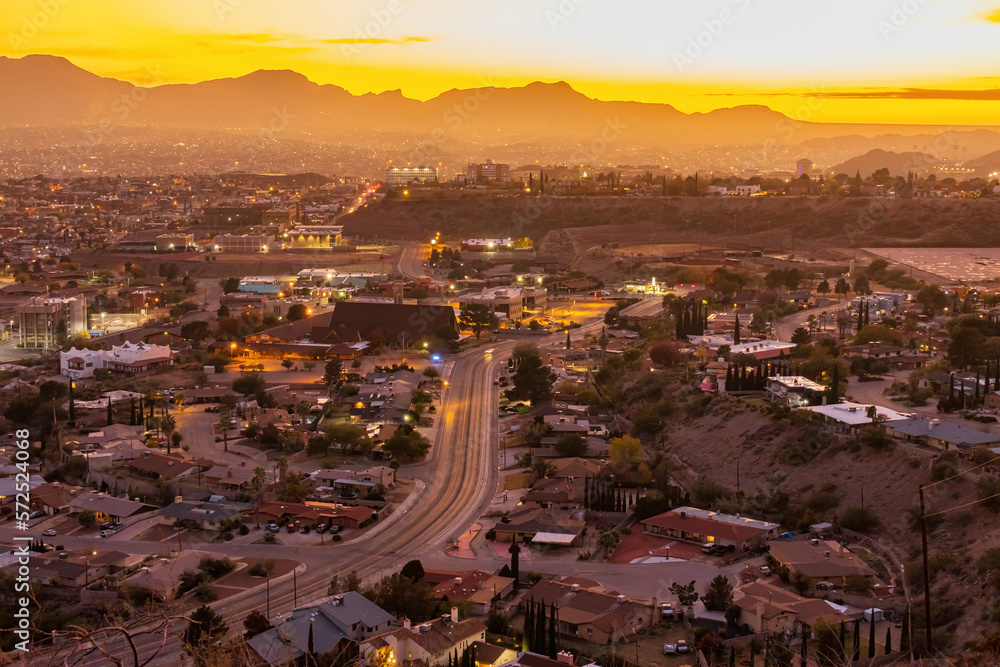 High angle view of the beautiful El Paso city